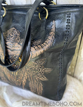Load image into Gallery viewer, Hand Tooled Buffalo Leather Tote Shoulder Bag-Leather Shoulder Bag-Dreamtime Boho -Dreamtime Boho