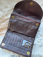 Load image into Gallery viewer, Hand Tooled Feather Turquoise Leather Wallet Purse-Apparel & Accessories-Dreamtime Boho -Dreamtime Boho
