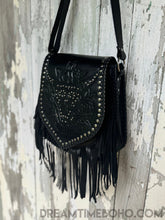 Load image into Gallery viewer, Luxe Leather Fringe Crossbody Boho Bag - Buffalo Stud-Leather Crossbody Bag-Dreamtime Boho-Dreamtime Boho