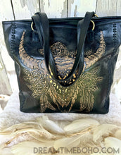 Load image into Gallery viewer, Hand Tooled Buffalo Leather Tote Shoulder Bag-Leather Shoulder Bag-Dreamtime Boho -Dreamtime Boho