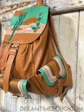 Load image into Gallery viewer, Hand Tooled Leather Backpack Boho Bag - Desert Sun-Handbags, Wallets & Cases-Dreamtime Boho-Dreamtime Boho