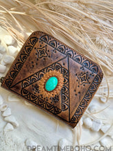 Load image into Gallery viewer, Hand Tooled Turquoise Stone Leather Wallet Purse-Apparel & Accessories-Dreamtime Boho -Dreamtime Boho