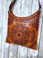 Load image into Gallery viewer, Hand Tooled Mandala Crossbody Leather Bag-Crossbody Bag-Dreamtime Boho -Brown-Dreamtime Boho