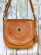 Load image into Gallery viewer, Mandala Leather Crossbody Boho Bag-Handbags, Wallets & Cases-Dreamtime Boho -Tan-Dreamtime Boho