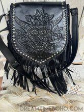 Load image into Gallery viewer, Luxe Leather Fringe Crossbody Boho Bag - Buffalo Stud-Leather Crossbody Bag-Dreamtime Boho-Dreamtime Boho