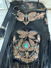 Load image into Gallery viewer, Dragonfly Fringe Crossbody Leather Boho Bag-Handbags, Wallets & Cases-Dreamtime Boho-Black-Dreamtime Boho