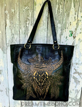 Load image into Gallery viewer, Hand Tooled Buffalo Leather Tote Shoulder Bag-Leather Shoulder Bag-Dreamtime Boho -Dreamtime Boho