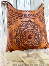 Load image into Gallery viewer, Hand Tooled Mandala Crossbody Leather Bag-Crossbody Bag-Dreamtime Boho -Brown-Dreamtime Boho