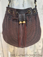 Load image into Gallery viewer, Gypsy Weave Handcrafted Leather Boho Bag - Fringe Free-Crossbody Bag-Dreamtime Boho -Chocolate Brown-Dreamtime Boho