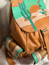 Load image into Gallery viewer, Hand Tooled Leather Backpack Boho Bag - Desert Sun-Handbags, Wallets & Cases-Dreamtime Boho-Dreamtime Boho