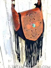 Load image into Gallery viewer, Black Leather Suede Fringe Boho Bag - Shakira-Boho Fringe Bag-Dreamtime Boho-Dreamtime Boho