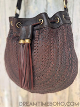 Load image into Gallery viewer, Gypsy Weave Handcrafted Leather Boho Bag - Fringe Free-Crossbody Bag-Dreamtime Boho -Antique Brown-Dreamtime Boho