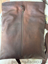 Load image into Gallery viewer, Antique Brown Fold Over Crossbody Leather Bag-Apparel & Accessories-Dreamtime Boho-Dreamtime Boho