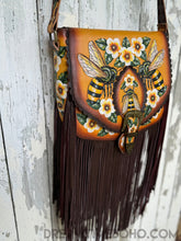 Load image into Gallery viewer, Leather Fringe Boho Bag Handmade Bee Story-Crossbody Bag-Dreamtime Boho -Dreamtime Boho