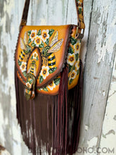 Load image into Gallery viewer, Leather Fringe Boho Bag Handmade Bee Story-Crossbody Bag-Dreamtime Boho -Dreamtime Boho