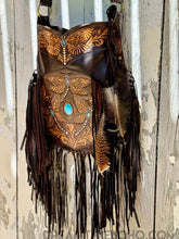 Load image into Gallery viewer, Dragonfly Fringe Crossbody Leather Boho Bag-Handbags, Wallets & Cases-Dreamtime Boho-Dark Brown-Dreamtime Boho