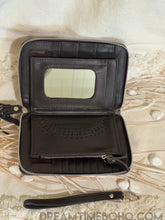 Load image into Gallery viewer, Hand Tooled Leather Mandala Wallet Purse - Antique Brown-Leather Wallet-Dreamtime Boho -Dreamtime Boho