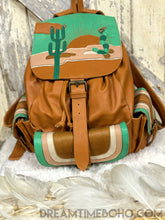 Load image into Gallery viewer, Hand Tooled Leather Backpack Boho Bag - Desert Sun-Handbags, Wallets & Cases-Dreamtime Boho-Dreamtime Boho