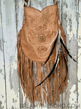 Load image into Gallery viewer, Fringe Crossbody Leather Boho Bag Goddess-Crossbody Bag-Dreamtime Boho-Natural-Dreamtime Boho