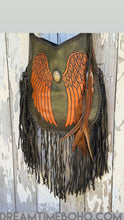 Load image into Gallery viewer, Boho Angel Wings Hand Tooled Leather Crossbody Fringe Bag-Apparel & Accessories-Dreamtime Boho -Dreamtime Boho