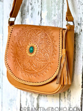 Load image into Gallery viewer, Mandala Leather Crossbody Boho Bag-Handbags, Wallets & Cases-Dreamtime Boho -Black-Dreamtime Boho