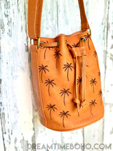 Load image into Gallery viewer, Coastal Palm Crossbody Leather Drawstring Boho Bag-Crossbody Bag-Dreamtime Boho-Dreamtime Boho