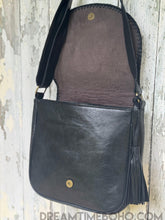 Load image into Gallery viewer, Mandala Leather Crossbody Boho Bag-Handbags, Wallets & Cases-Dreamtime Boho -Black-Dreamtime Boho