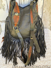 Load image into Gallery viewer, Boho Angel Wings Hand Tooled Leather Crossbody Fringe Bag-Apparel & Accessories-Dreamtime Boho -Dreamtime Boho