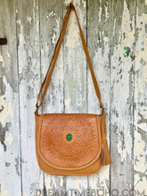 Load image into Gallery viewer, Mandala Leather Crossbody Boho Bag-Handbags, Wallets & Cases-Dreamtime Boho -Black-Dreamtime Boho
