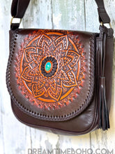 Load image into Gallery viewer, Mandala Leather Crossbody Boho Bag-Handbags, Wallets & Cases-Dreamtime Boho -Black-Dreamtime Boho