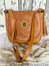 Load image into Gallery viewer, Mandala Leather Crossbody Boho Bag-Handbags, Wallets & Cases-Dreamtime Boho -Black-Dreamtime Boho