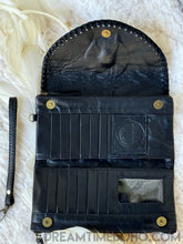 Load image into Gallery viewer, Handcrafted Feather Leather Boho Purse-Leather Boho Wallet-Dreamtime Boho-Black-Dreamtime Boho