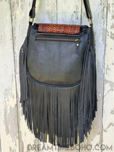Load image into Gallery viewer, Hand Tooled Dreamcatcher Leather Fringe Boho Bag-Handbags, Wallets & Cases-Dreamtime Boho-Tan-Dreamtime Boho
