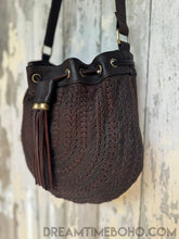 Load image into Gallery viewer, Gypsy Weave Handcrafted Leather Boho Bag - Fringe Free-Crossbody Bag-Dreamtime Boho -Antique Brown-Dreamtime Boho