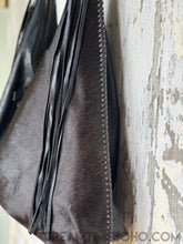 Load image into Gallery viewer, Black Leather Shoulder Bag with Luxe Hide Panel-Leather Handbag-Dreamtime Boho-Dreamtime Boho