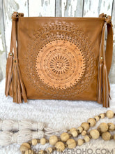 Load image into Gallery viewer, Tooled Leather Crossbody Mandala Boho Bag-Crossbody Bag-Dreamtime Boho-Black-Dreamtime Boho