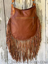 Load image into Gallery viewer, Sahara Hand Tooled Leather Fringe Boho Bag-Boho Fringe Bag-Dreamtime Boho-Brown-Dreamtime Boho