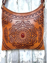 Load image into Gallery viewer, Hand Tooled Mandala Crossbody Leather Bag-Crossbody Bag-Dreamtime Boho -Brown-Dreamtime Boho