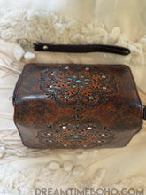 Load image into Gallery viewer, Hand Tooled Leather Mandala Wallet Purse - Antique Brown-Leather Wallet-Dreamtime Boho -Dreamtime Boho