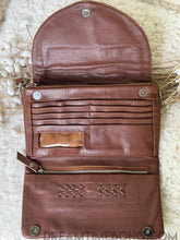 Load image into Gallery viewer, Tooled Leather Boho Wallet Purse Clutch Crossbody-Leather Wallet-Dreamtime Boho-Black-Dreamtime Boho