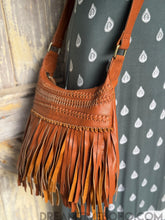 Load image into Gallery viewer, Brooklyn Mini Handcrafted Leather Crossbody Fringe Boho Bag - Tan-Leather Handbag-Dreamtime Boho -Dreamtime Boho