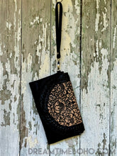 Load image into Gallery viewer, Tooled Leather Boho Wallet Purse Clutch Crossbody-Leather Wallet-Dreamtime Boho-Black-Dreamtime Boho