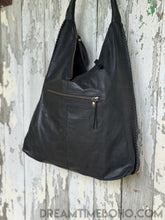 Load image into Gallery viewer, Black Leather Shoulder Bag with Luxe Hide Panel-Leather Handbag-Dreamtime Boho-Dreamtime Boho