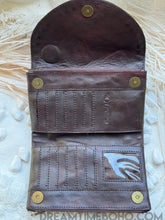 Load image into Gallery viewer, Hand Tooled Feather Turquoise Leather Wallet Purse-Apparel & Accessories-Dreamtime Boho -Dreamtime Boho