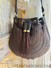 Load image into Gallery viewer, Gypsy Weave Handcrafted Leather Boho Bag - Fringe Free-Crossbody Bag-Dreamtime Boho -Antique Brown-Dreamtime Boho