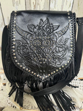 Load image into Gallery viewer, Luxe Leather Fringe Crossbody Boho Bag - Buffalo Stud-Leather Crossbody Bag-Dreamtime Boho-Dreamtime Boho