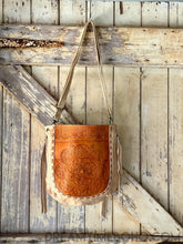 Load image into Gallery viewer, Mandala Leather Hand Tooled Crossbody Boho Bag-Crossbody Handbag-Dreamtime Boho-Beige-Dreamtime Boho