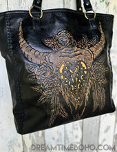 Load image into Gallery viewer, Hand Tooled Buffalo Leather Tote Shoulder Bag-Leather Shoulder Bag-Dreamtime Boho -Dreamtime Boho