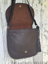 Load image into Gallery viewer, Mandala Leather Crossbody Boho Bag-Handbags, Wallets & Cases-Dreamtime Boho -Black-Dreamtime Boho