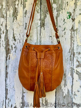 Load image into Gallery viewer, Hand Tooled Leather Crossbody Mandala Flower Boho Bag-Handbags, Wallets & Cases-Dreamtime Boho-Black-Dreamtime Boho